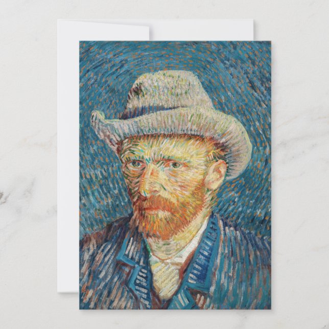 Van Gogh - Selbstportrait mit einem grauen Filthut Dankeskarte (Vorderseite)