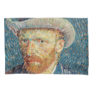 Van Gogh - Selbstportrait mit einem grauen Filthut Kissenbezug