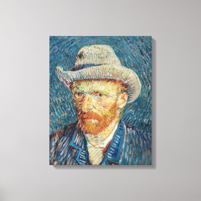 Van Gogh - Selbstportrait mit einem grauen Filthut Leinwanddruck (Vorderseite)