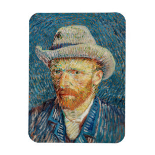 Van Gogh - Selbstportrait mit einem grauen Filthut Magnet