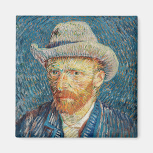 Van Gogh - Selbstportrait mit einem grauen Filthut Magnet