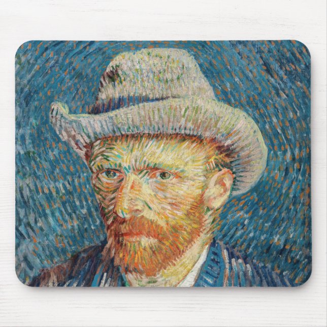 Van Gogh - Selbstportrait mit einem grauen Filthut Mousepad (Vorne)