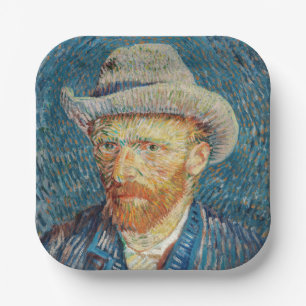 Van Gogh - Selbstportrait mit einem grauen Filthut Pappteller