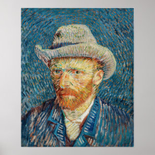 Van Gogh - Selbstportrait mit einem grauen Filthut Poster