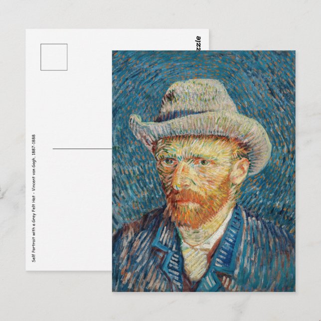 Van Gogh - Selbstportrait mit einem grauen Filthut Postkarte (Vorne/Hinten)