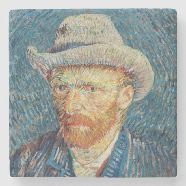 Van Gogh - Selbstportrait mit einem grauen Filthut Steinuntersetzer (Vorderseite)