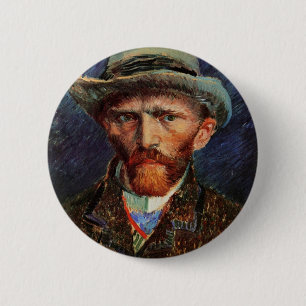 Van Gogh; Selbstportrait mit grauem Filthut Button