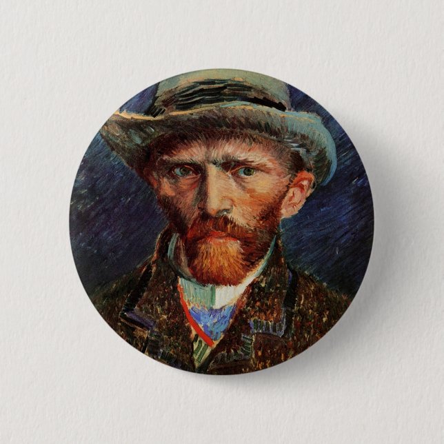 Van Gogh; Selbstportrait mit grauem Filthut Button (Vorderseite)