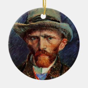 Van Gogh; Selbstportrait mit grauem Filthut Keramik Ornament