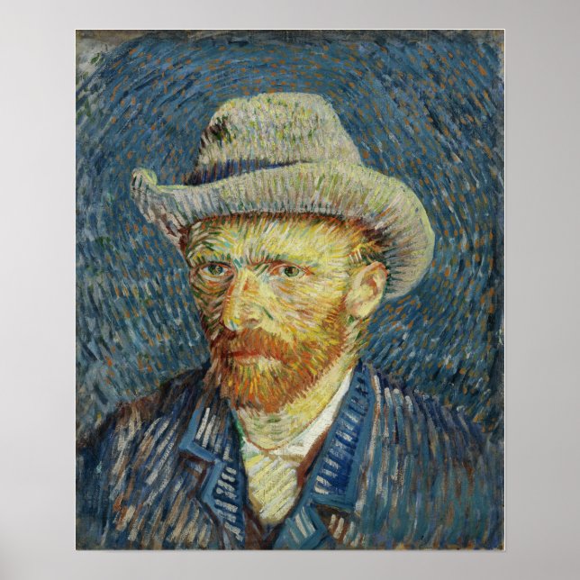 Van Gogh - Selbstportrait mit grauem Filzhut Poster (Vorne)