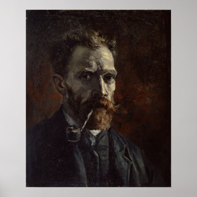 Van Gogh - Selbstportrait mit Rohr Poster (Vorne)