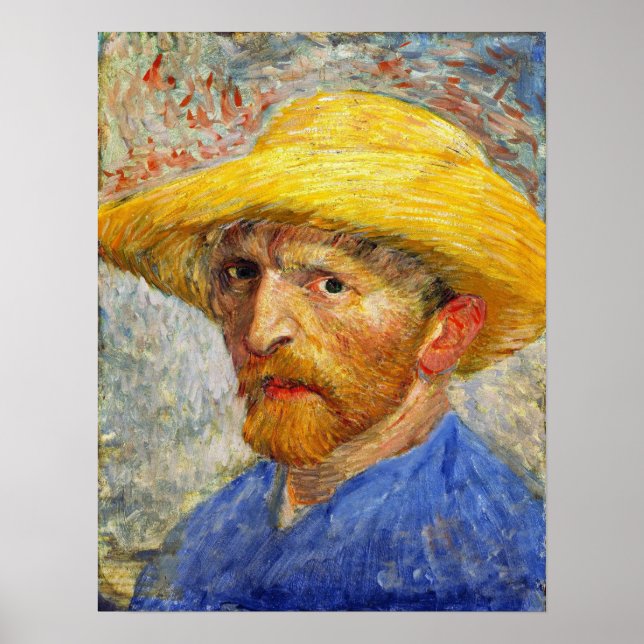 Van Gogh - Selbstportrait mit Strohhut 1887 Poster (Vorne)