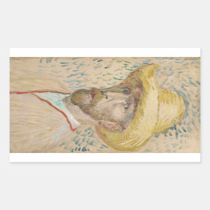 Van Gogh Selbstportrait mit Strohhut Rechteckiger Aufkleber