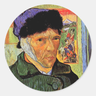 Van Gogh; Selbstportrait mit verbanntem Ohr Runder Aufkleber