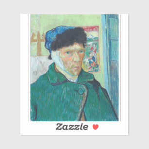 Van Gogh - Selbstportrait mit verbündetem Ohr Aufkleber