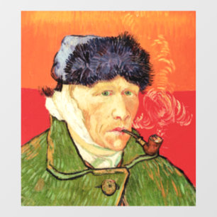 Van Gogh - Selbstportrait mit verbündetem Ohr & Ro Fensteraufkleber