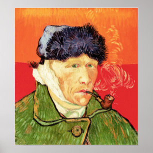 Van Gogh - Selbstportrait mit verbündetem Ohr & Ro Poster