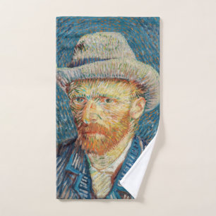 Van Gogh - Selbstporträt mit einem grauen Filzhut Badhandtuch Set