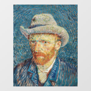 Van Gogh - Selbstporträt mit grauem Filzhut Fensteraufkleber