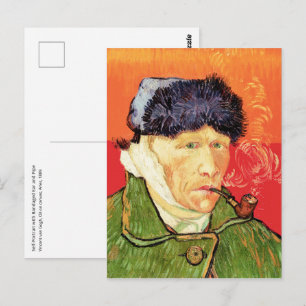 Van Gogh - Selbstporträt mit verborgenem Ohr & Pfe Postkarte