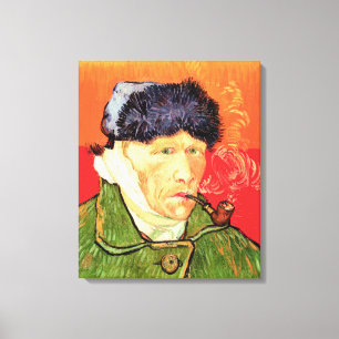 Van Gogh - Selbstporträt mit verbundenerem Ohr und Leinwanddruck