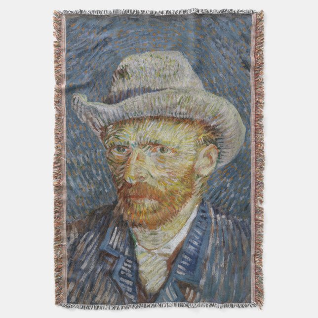Van Gogh Self Portrait Gray Felt Hat Malerei Art Decke (Vorderseite Vertikal)