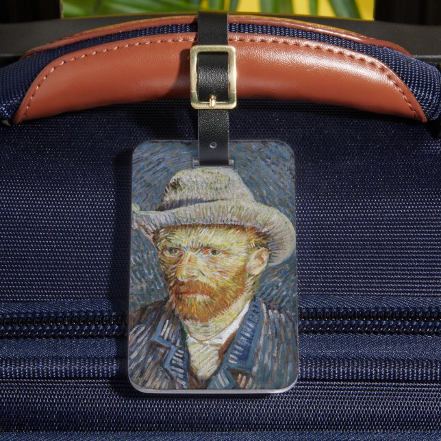 Van Gogh Self Portrait Gray Felt Hat Malerei Art Gepäckanhänger (Vorderseite Insitu 2)