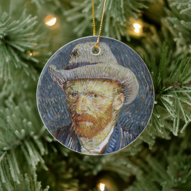 Van Gogh Self Portrait Gray Felt Hat Malerei Art Keramik Ornament (Baum)