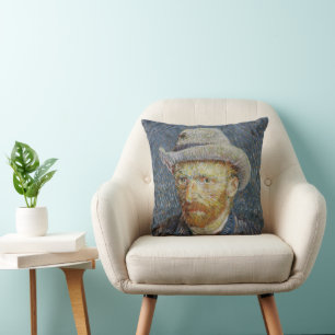 Van Gogh Self Portrait Gray Felt Hat Malerei Art Kissen