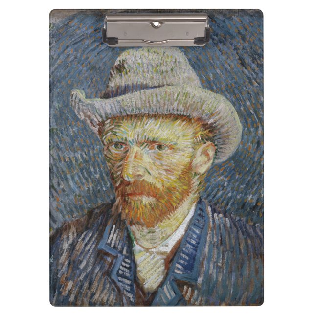 Van Gogh Self Portrait Gray Felt Hat Malerei Art Klemmbrett (Vorderseite)