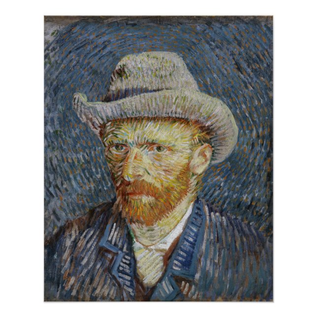 Van Gogh Self Portrait Gray Felt Hat Malerei Art Poster (Vorderseite)