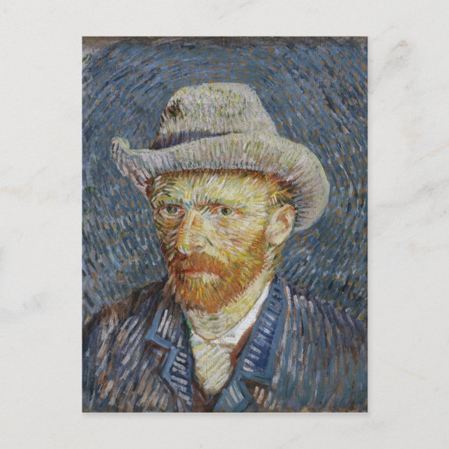 Van Gogh Self Portrait Gray Felt Hat Malerei Art Postkarte (Vorderseite)