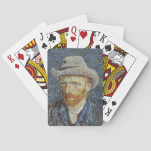 Van Gogh Self Portrait Gray Felt Hat Malerei Art Spielkarten