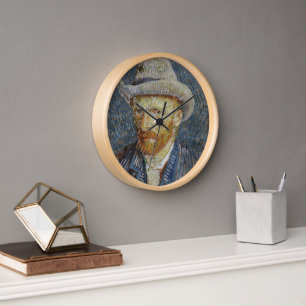 Van Gogh Self Portrait Gray Felt Hat Malerei Art Uhr