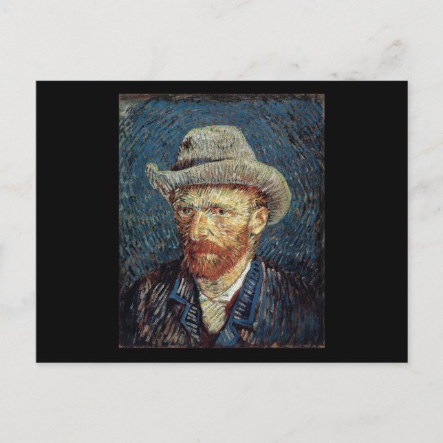 Van Gogh Self-Portrait mit grauem Filzhut Postkarte (Vorderseite)