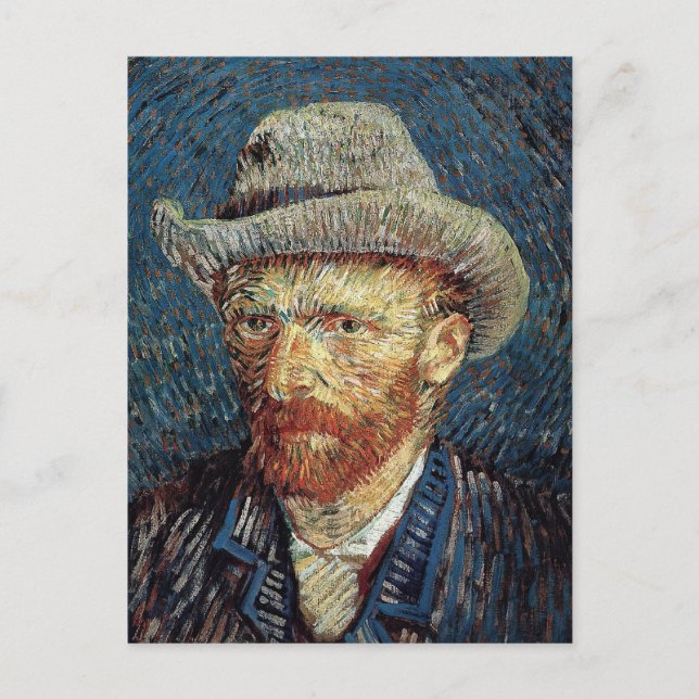 Van Gogh Self-Portrait mit grauem Filzhut Postkarte (Vorderseite)