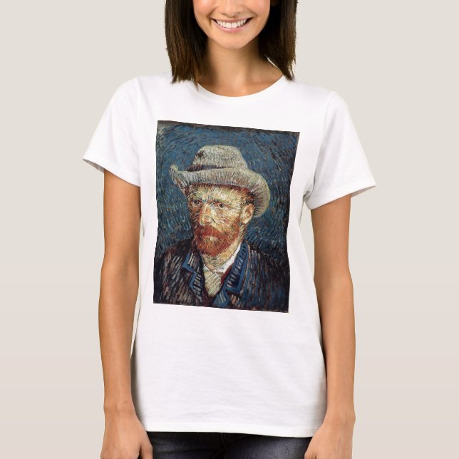 Van Gogh Self-Portrait mit grauem Filzhut T-Shirt (Vorderseite)
