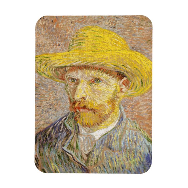 Van Gogh Self Portrait mit Strohhut Magnet (Vertikal)
