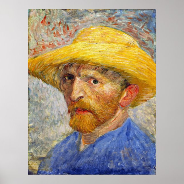 Van Gogh Self Portrait mit Strohhut Poster (Vorne)