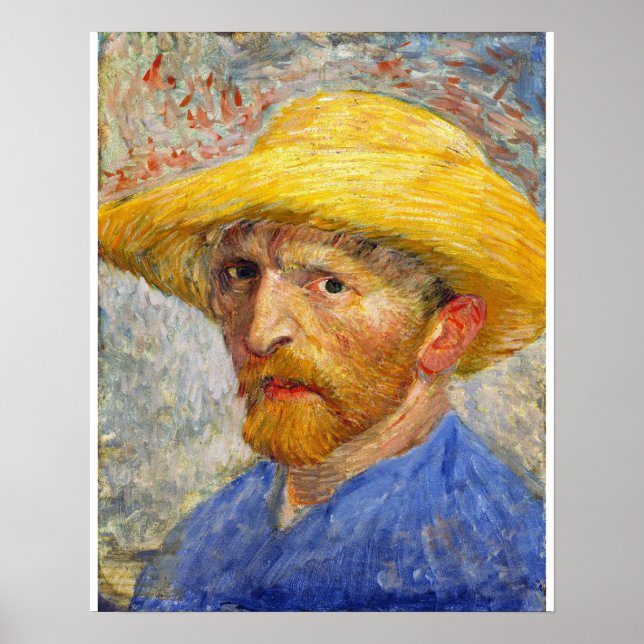 Van Gogh Self Portrait mit Strohhut Poster (Vorne)