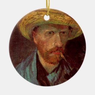 Van Gogh Self Portrait mit Strohhut und Rohr Keramik Ornament