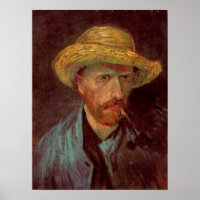Van Gogh Self Portrait mit Strohhut und Rohr