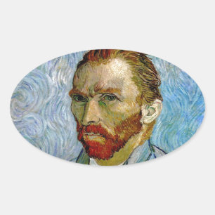 Van Gogh Self Portrait Ovaler Aufkleber