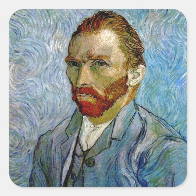 Van Gogh Self Portrait Quadratischer Aufkleber (Vorderseite)