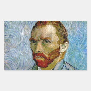Van Gogh Self Portrait Rechteckiger Aufkleber