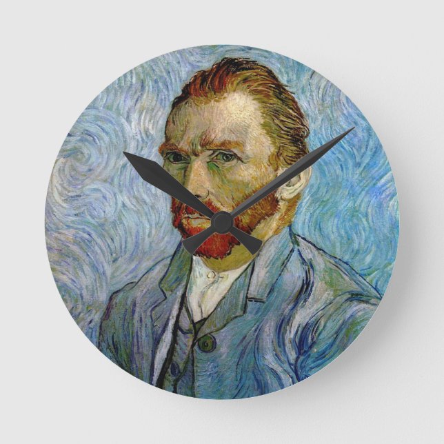 Van Gogh Self Portrait Runde Wanduhr (Vorderseite)