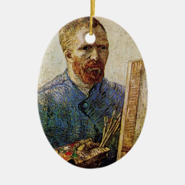 Van Gogh Self Portrait vor Easel Keramikornament (Vorne)