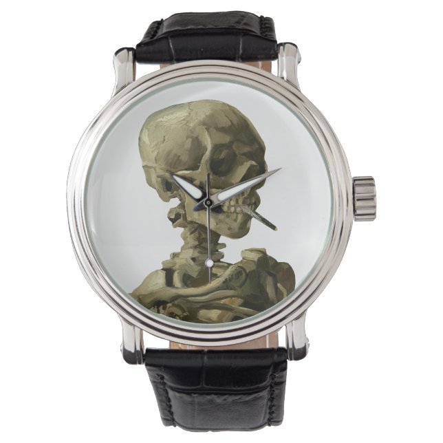 Van Gogh, Skelett mit brennender Zigarette Armbanduhr (Vorderseite)