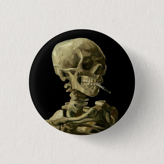 Van Gogh, Skelett mit brennender Zigarette Button (Vorderseite)