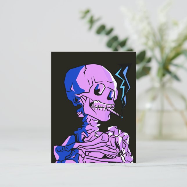 Van Gogh, Skelett mit brennender Zigarette Postkarte (Stehend Vorderseite)